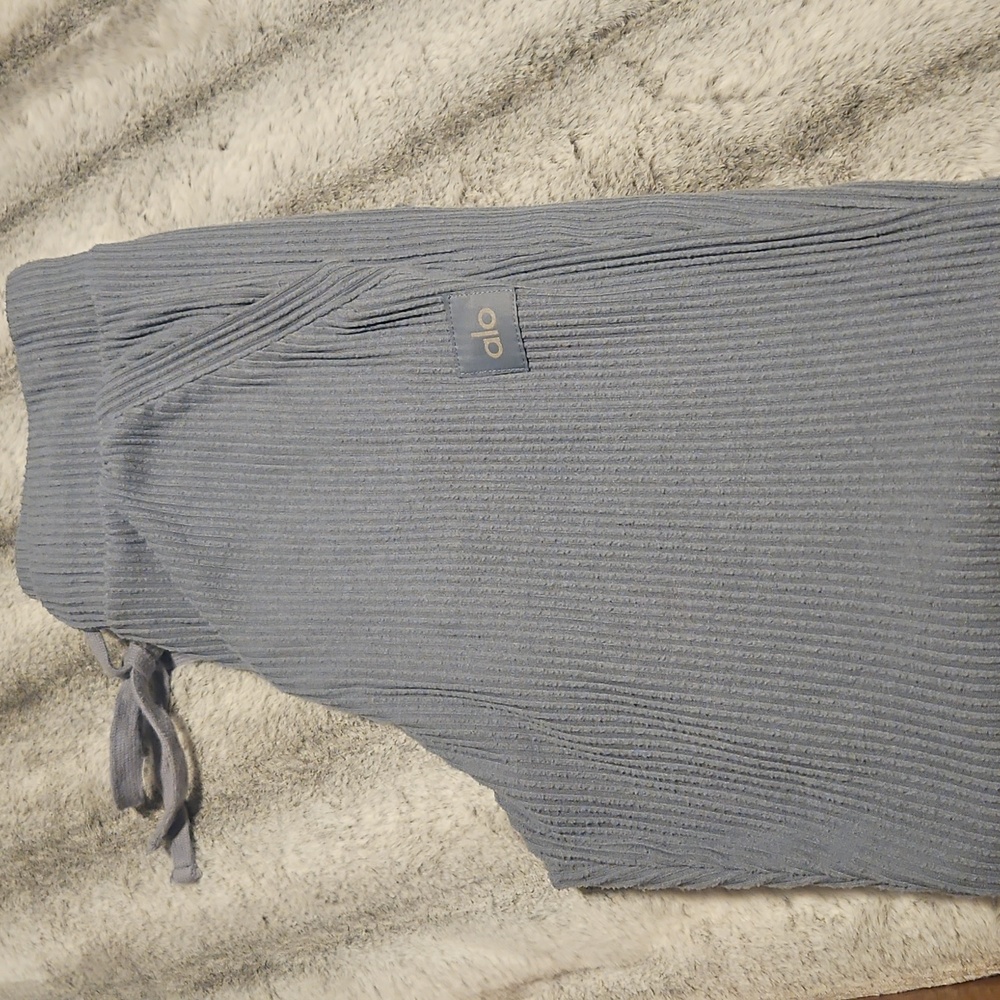 ALO Muse Steel Gray Ribbed Joggers/sweatpants